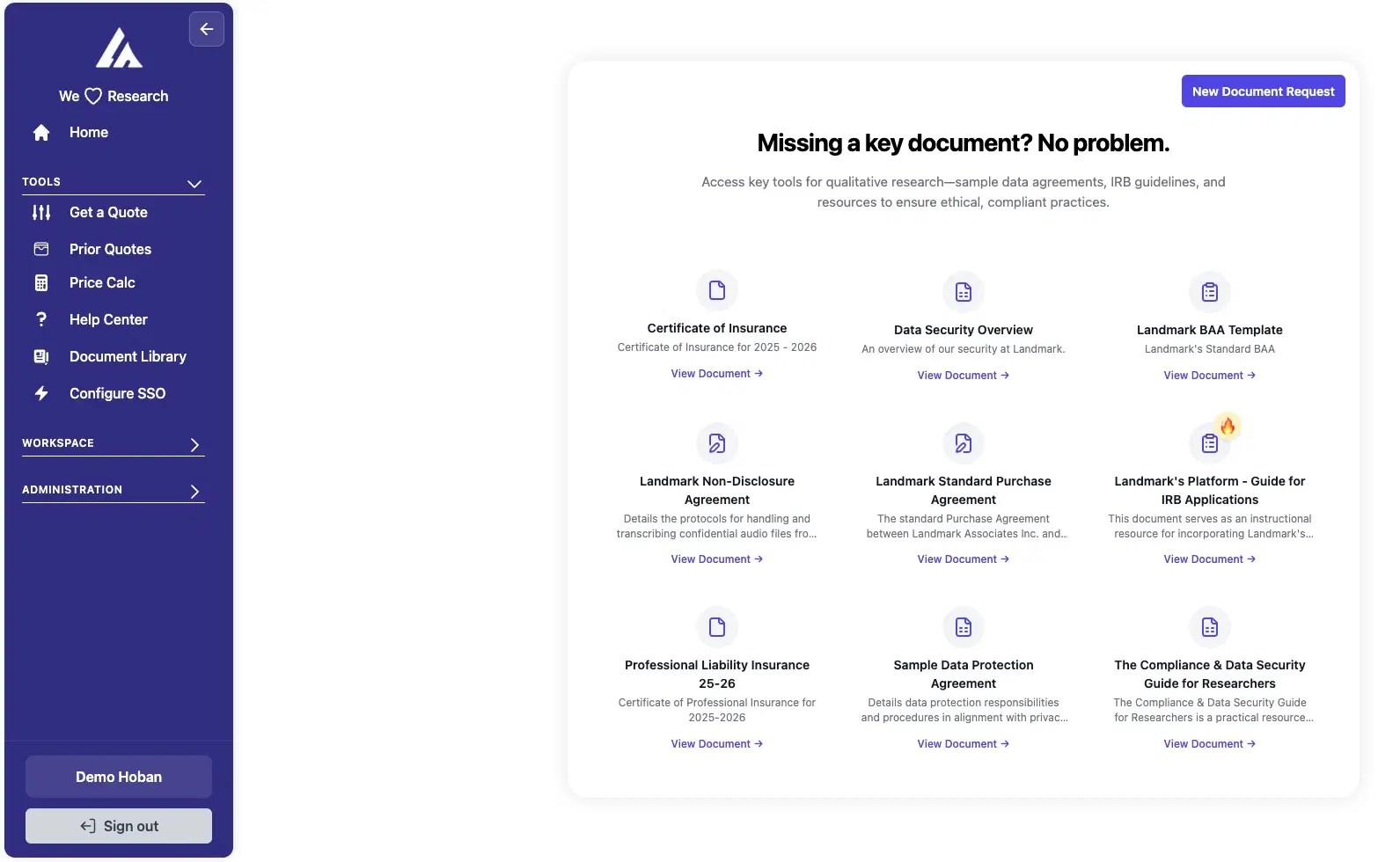 Document Library Interface showing security documentation